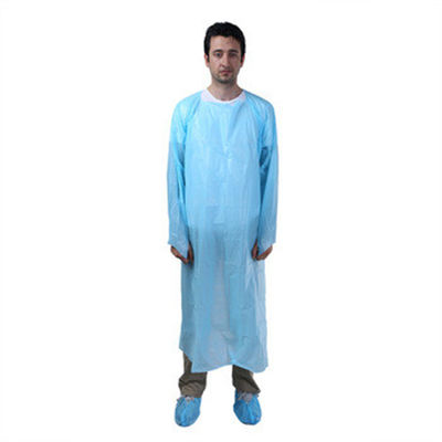 Breathable Disposable CPE Gown , Fluid Resistant Hospital Isolation Gowns