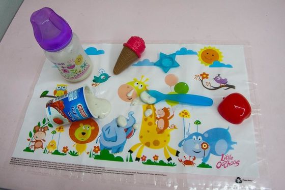 BPA Free Disposable Baby Placemat , Educational Plastic Adhesive Placemats For Babies