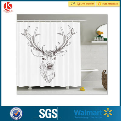 solid color PEVA waterproof plastic shower curtain with fashion printing