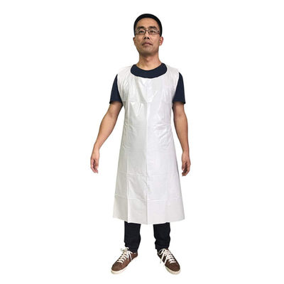 Waterproof Disposable CPE Plastic Aprons , White / Blue Sleeveless Throw Away Aprons