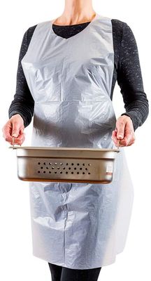 White Plastic Disposable Aprons , Unisex Protective Clothing Aprons