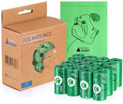 100 Biodegradable Dog Poop Bags , Biodegradable Cat Litter Waste Bags