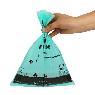 Matte Texture Biodegradable Dog Poop Bags Unscented Printed For Walking The Dog