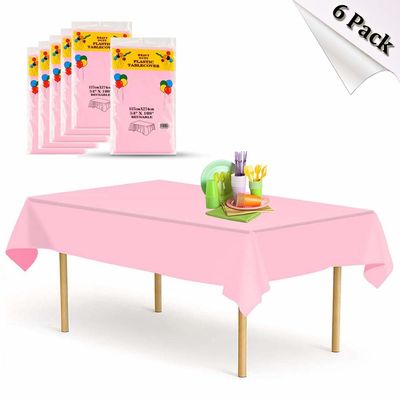 6 Pack 54 inch x 108 inch Premium Plastic Picnic  Tablecloth Rectangle Waterproof Solid Color Table Cover