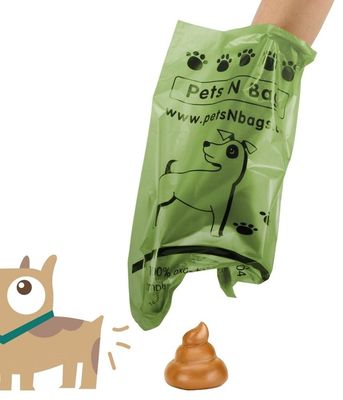 Fully degradable compostable disposable pet dog waste poop bag with holder