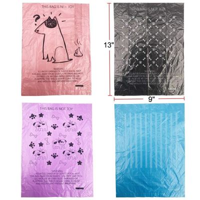 PET  eco friendly doggie waste bags poo bag 100% compostable printed poop bag holder