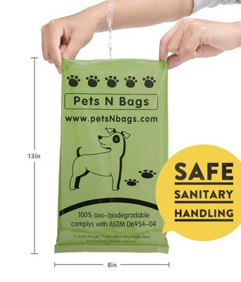 Eco friendly doggie waste bags PET  custom printed biodegradable poop bag holder