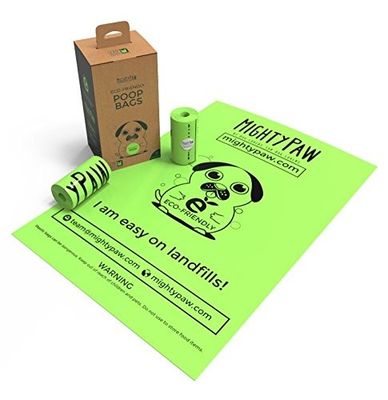 Compostable  eco friendly doggie waste bags with dispenser custom printed poop bag holder
