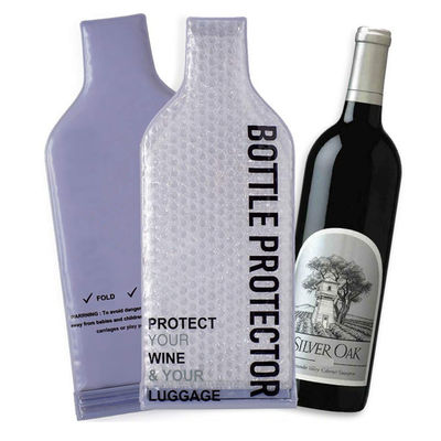 Leak Proof PVC Plastic Bubble Wrap Wine Bags , Reusable Wine Bottle Protector
