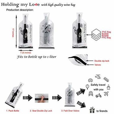 Leak Resistant Bubble Wrap Wine Bags / Wine Bottle Protector For Travel