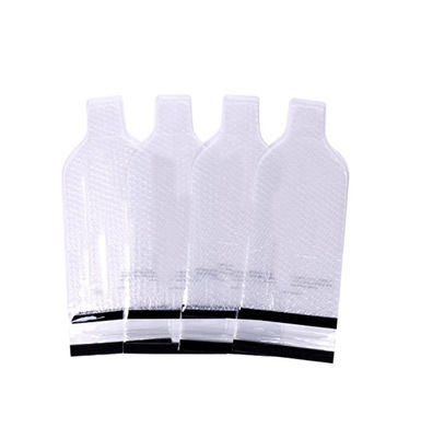 Transparent Bubble Wrap Wine Bags , PVC Plastic Wine Bottle Protector Bags