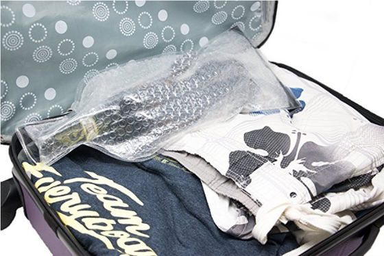 Recyclable Bubble Wrap Wine Bags / Bubble Wrap Sleeves For Bottles