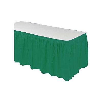 Emerald Green Disposable Waterproof Table Skirt Plastic Party Table Skirt