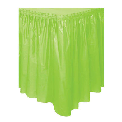 KINSHUN Plastic Table Skirt Rectangle Lime Green Color Party Table Skirt