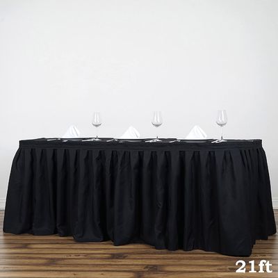 KINSHUN Black Polyester Banquet Table Skirt Wedding Party Events Decorations