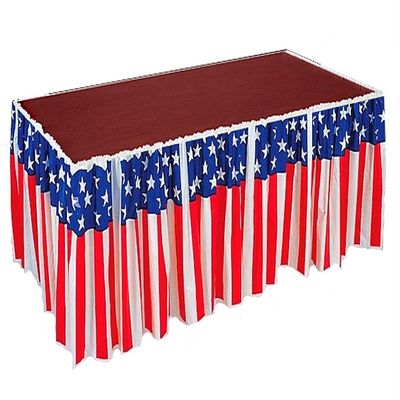 National Flag Style Single Pleats Table Skirting With Adhesive Backside
