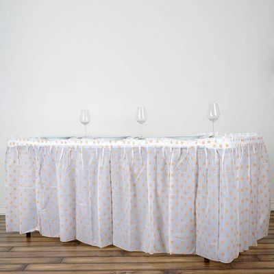 Custom Printed Table Skirts Water Repellent With Pink Polka Dot Pattern