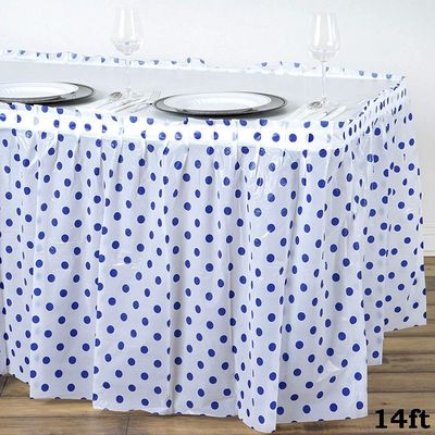 Polka Dot Pattern Disposable Plastic Table Skirts With Adhesive Backside