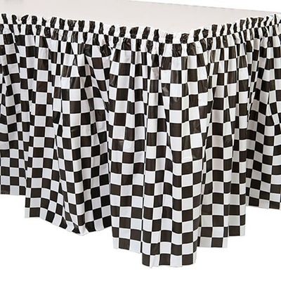 Classic Checked Plastic Ruffled Table Skirt