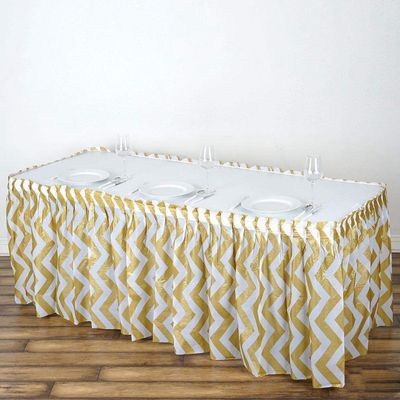 Modern Plain Style Disposable Plastic Table Skirts , Party Table Decorations