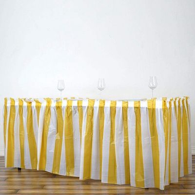 Modern Plain Style Disposable Plastic Table Skirts , Party Table Decorations