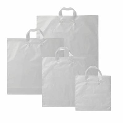 Solid Color Custom Logo Reusable Shopping Bags , Plastic Soft Loop Handle Bag