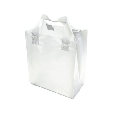 Semi-Transparent FROSTED (SMALL) Rigid Plastic Soft Loop Handle Gift / Retail Shopping Bags