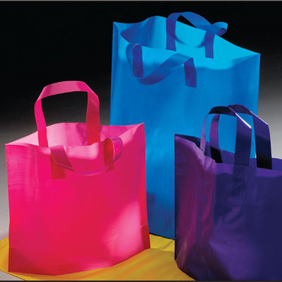 Non Toxic Plastic Shopping Bags With Handles Recyclable Multiple Colors Optional
