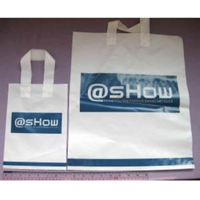 Customized Design Waterproof PO translucent Handle Disposable Plastic Shopping Bags 12''X15''