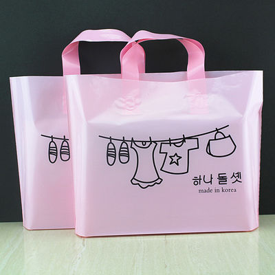 Customized Design Waterproof PO translucent Handle Disposable Plastic Shopping Bags 12''X15''