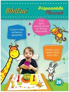 Disposable Placemats Baby- Mommy Mu- Super Sticky Adhesive New Improved Biodegradable BPA Free Eco-Friendly Placemat