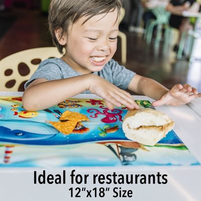 Disposable Four Carton Desgin BPA Free Placemat 12X18'' Waterproof Easy to Clean Plastic Baby Table Mat