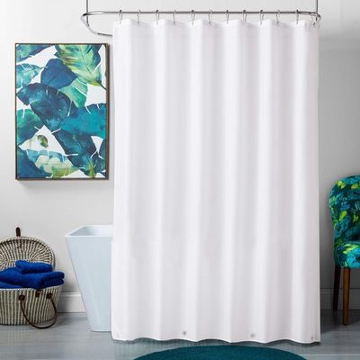 White Wholesale PEVA Plastic Waterproof Thick Bathroom Shower Curtains With Hooks