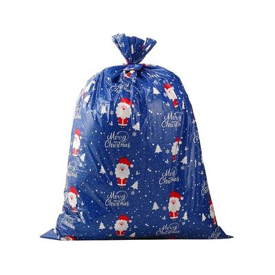 Christmas Holiday Design Colorful Plastic Gift Wrap Bags Jumbo / Giant / X Large With Tag