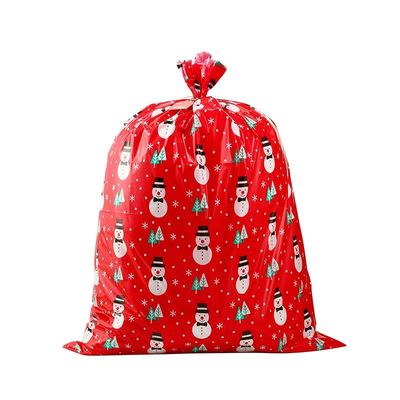 Christmas Holiday Design Colorful Plastic Gift Wrap Bags Jumbo / Giant / X Large With Tag