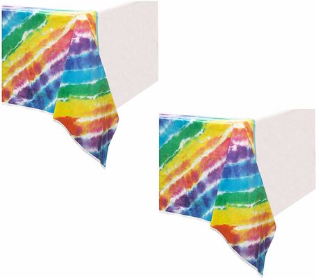 Rectangular Rainbow Printed Disposable Table Covers For Christmas  / Birthday Party
