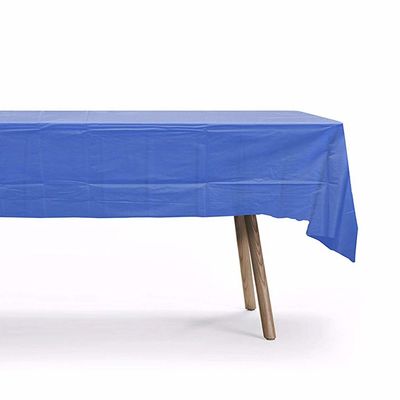Blue - Disposable Plastic Table Cover Waterproof 54 x 108&quot; Square Table Cloth for Square Tables