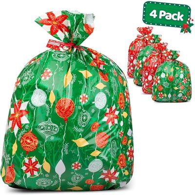 Jumbo Colorful Plastic Gift Wrap Bags 36 X 44 Inch With String Ties