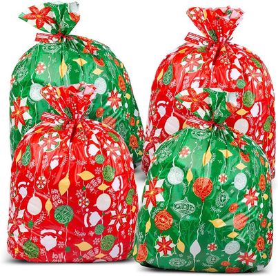 Jumbo Colorful Plastic Gift Wrap Bags 36 X 44 Inch With String Ties