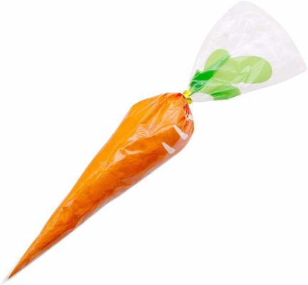 Polypropylene Plastic Party Sweet Cone Bags Disposable With Gold Twist Ties