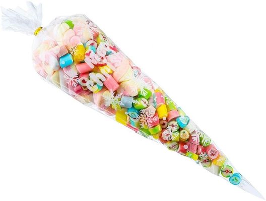 Clear Plastic Packaging Treat Bags , Cellophane Cone Sweet Bags