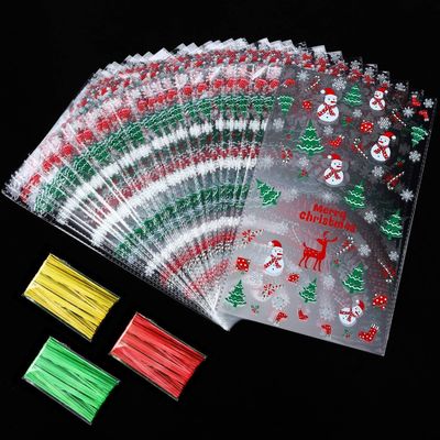 Christmas Decoration Cello Bags 6x10 inch for Treat Candy Cookie Party Favor Bag