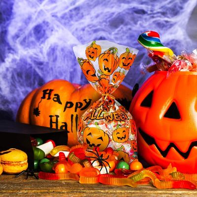 Gravure Printing PE PP Halloween Pumpkin Bags 30 Micron For Candy