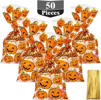 Gravure Printing PE PP Halloween Pumpkin Bags 30 Micron For Candy