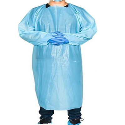 The-Head &amp; Open-Back Poly Coated Protective Gown Disposable CPE Isolation Gown Over