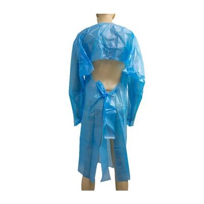 10 Pack Blue CPE Coat Aprons 45&quot; x 75&quot;. Disposable Polyethylene. Unisex Liquid-Proof Workwear.