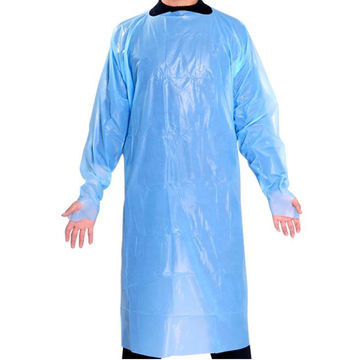 Disposable Lab Coat CPE Aprons 10 count 40&quot;x46&quot; with Long Sleeve &amp; Thumb Hole Unisex Liquid-Proof