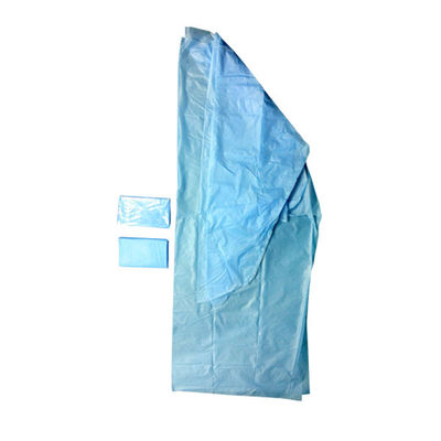 Disposable Hospital Cpe Blue Isolation Gown With Long Sleeves For Civil Usage