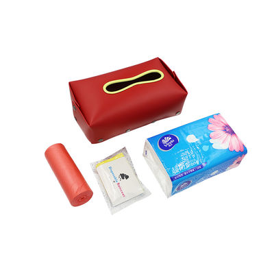 Embossed Leather Car Tissue Box tissue holder for tissues, trash bags and rain coat small and light high quality leather