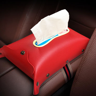 Embossed Fancy Hot Stamping PU Leather Tissue Box For Car